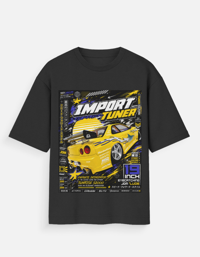 Drift Y3K Import Tuner Oversized T-Shirt - Image 2