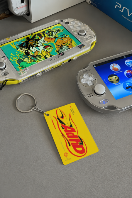 Retro ADHD Flame Graphic Acrylic Keychain
