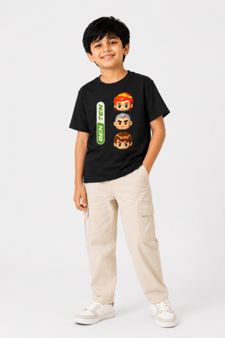Ben 10 T Shirt for Boys – Kids Cartoon Graphic Black Cotton T-Shirt
