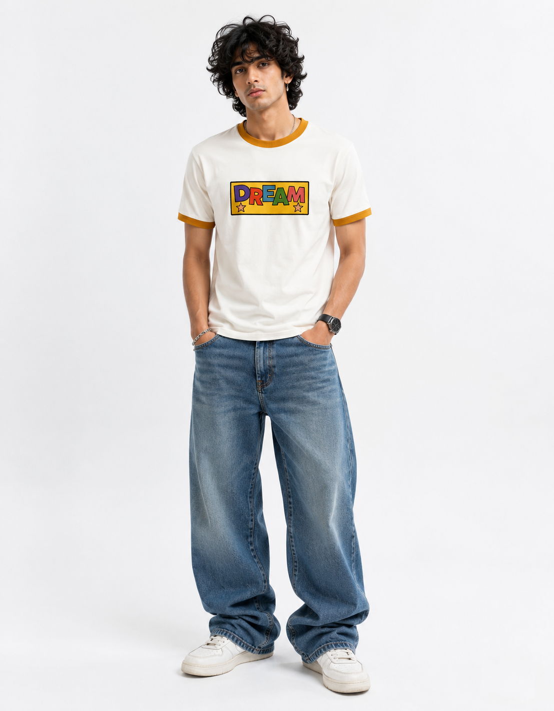 Vintage Dream Graphic Ringer T-Shirt - Image 4