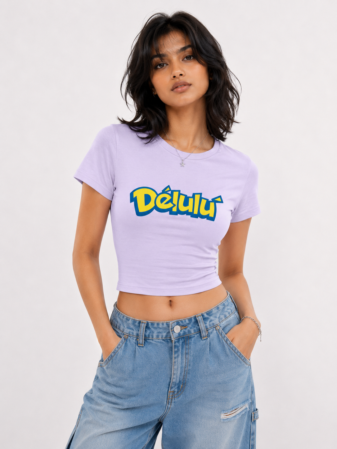 Retro Déulu Graphic Baby Tee for Women