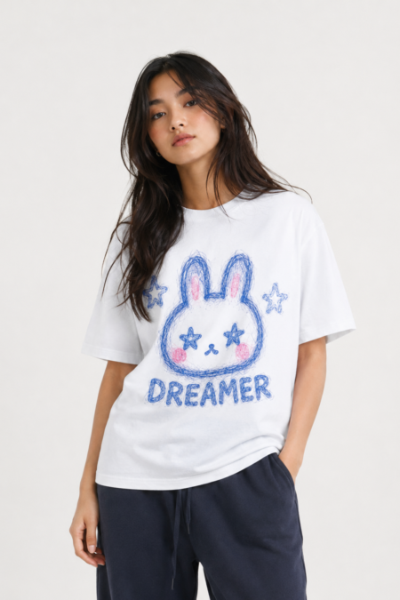 Dreamer Bunny Aesthetic Unisex Oversized T-Shirt