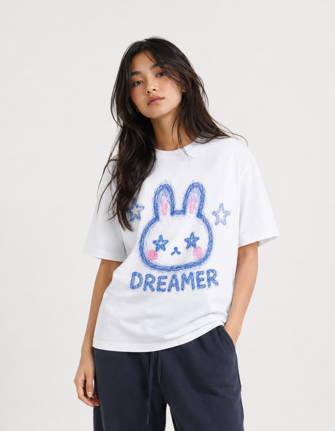 Dreamer Bunny Aesthetic Unisex Oversized T-Shirt