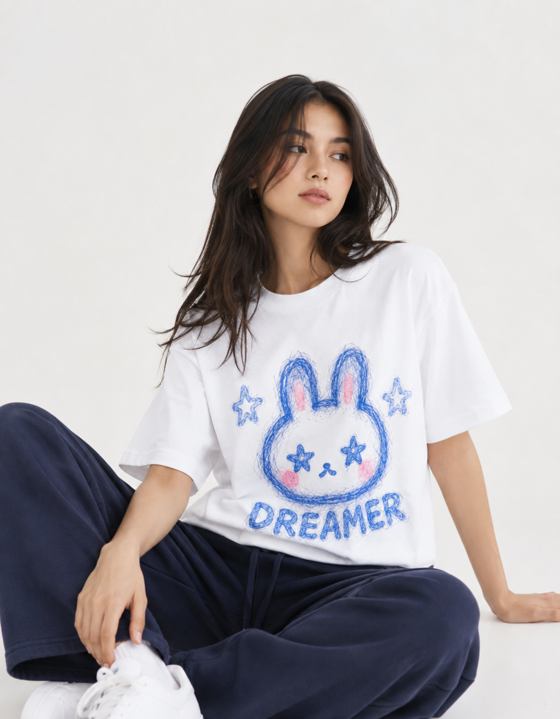 Dreamer Bunny Aesthetic Unisex Oversized T-Shirt - Image 3