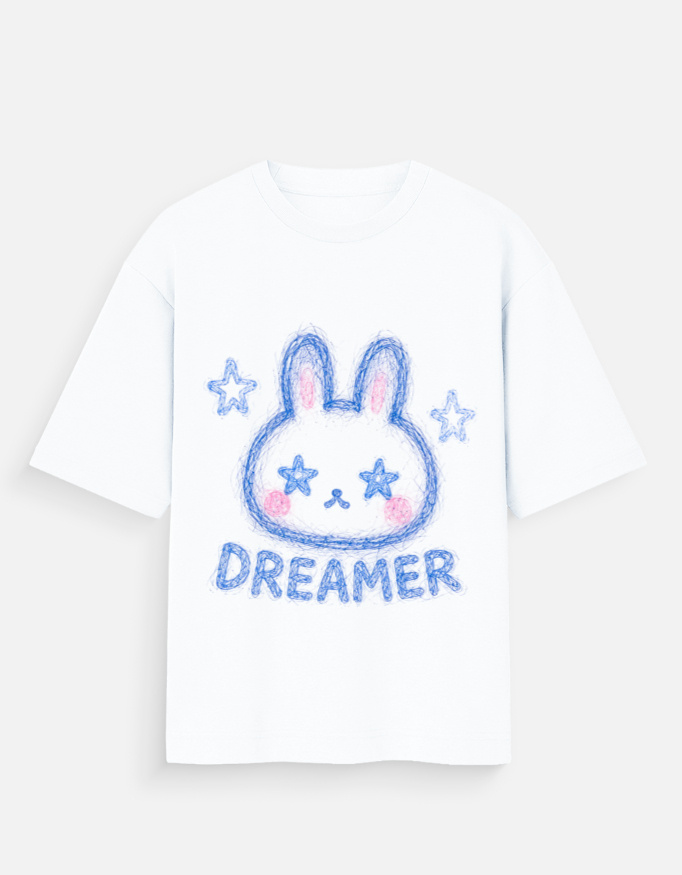 Dreamer Bunny Aesthetic Unisex Oversized T-Shirt - Image 2