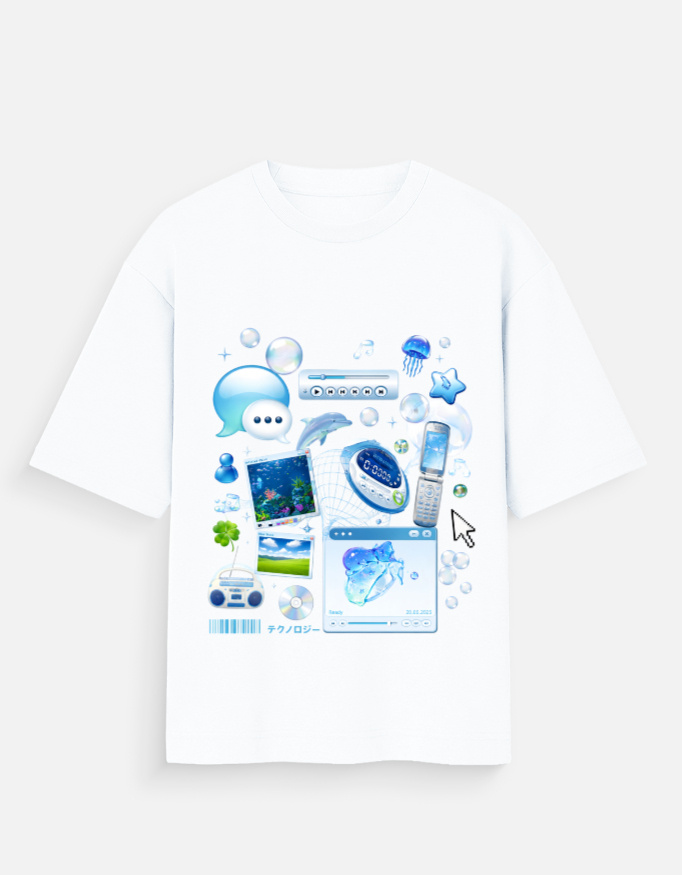 Unisex Frutiger Aero Oversized Graphic T Shirt - Image 2
