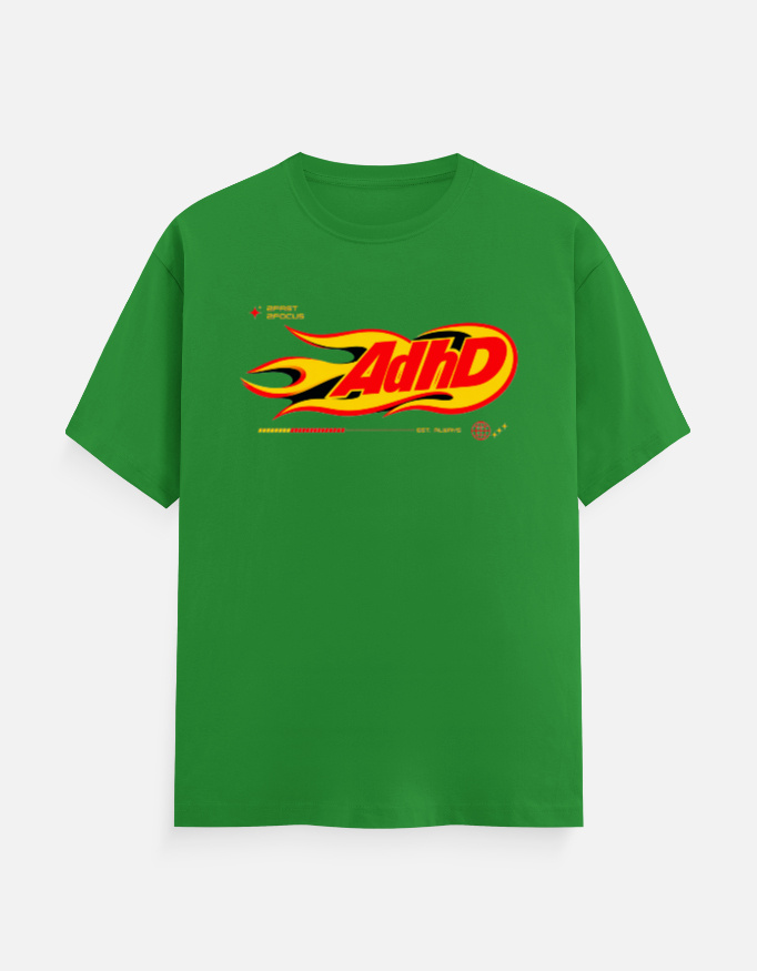 Retro Y2K Style ADHD Crew Neck T-Shirt - Image 2