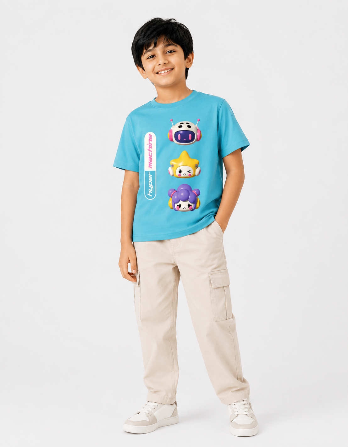 Hyper Machine Cute Robot Graphic Kids T-Shirt - Image 4