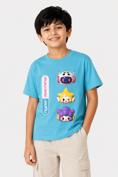 Hyper Machine Cute Robot Graphic Kids T-Shirt