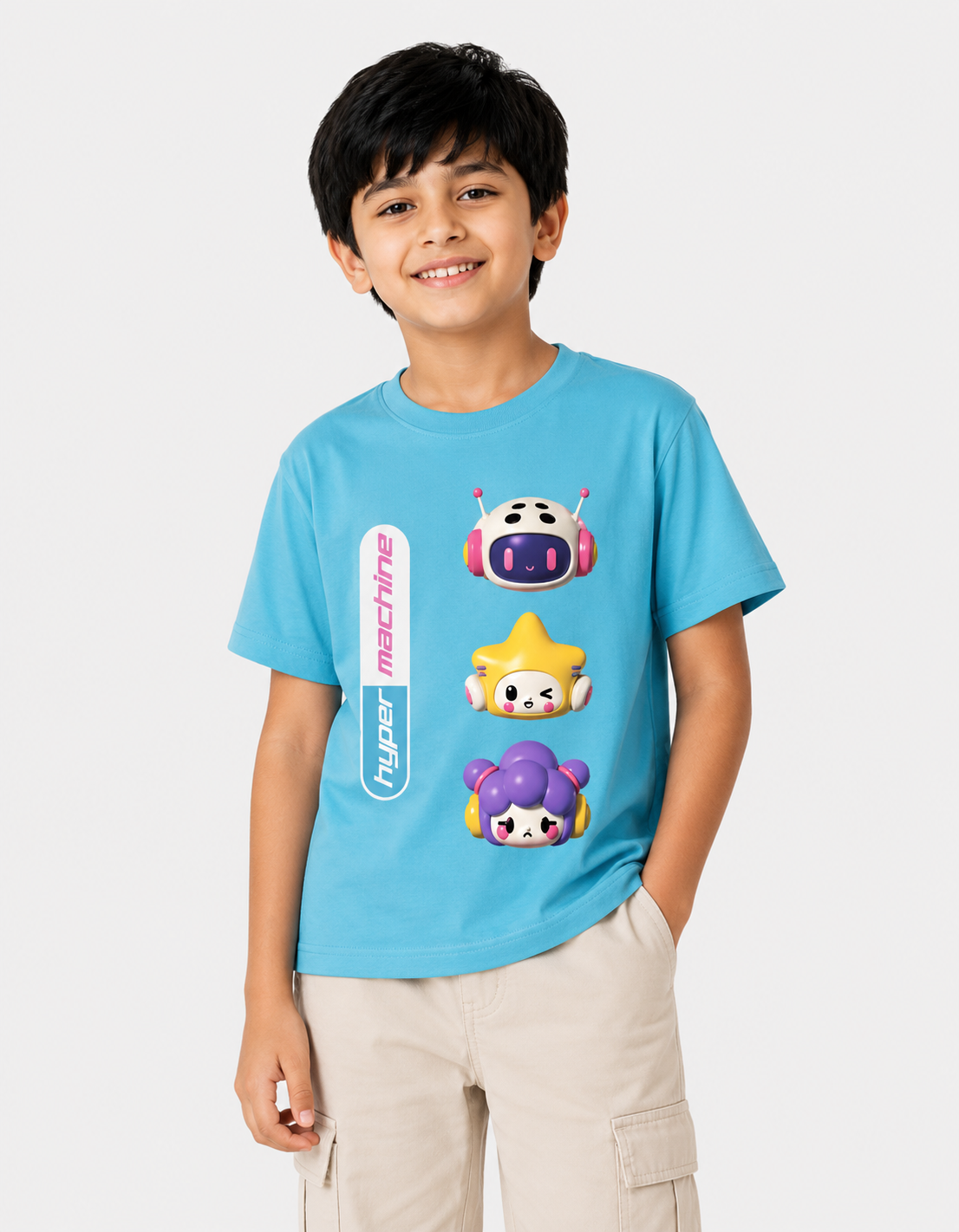 Hyper Machine Cute Robot Graphic Kids T-Shirt