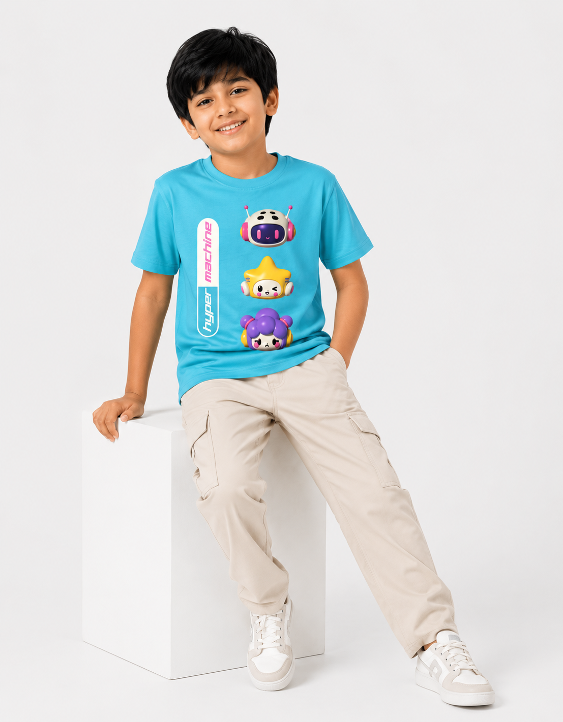 Hyper Machine Cute Robot Graphic Kids T-Shirt - Image 3