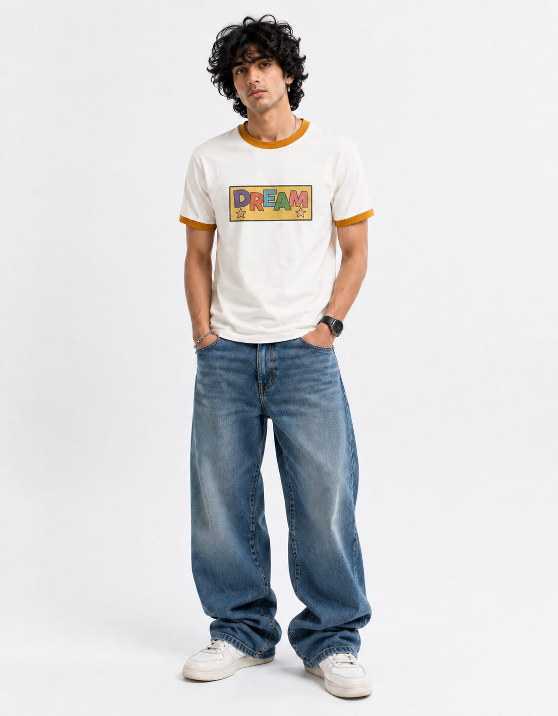 Vintage Dream Graphic Ringer T-Shirt - Image 3