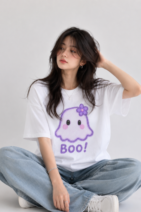 Cute Boo Ghost Aesthetic Oversized T-Shirt