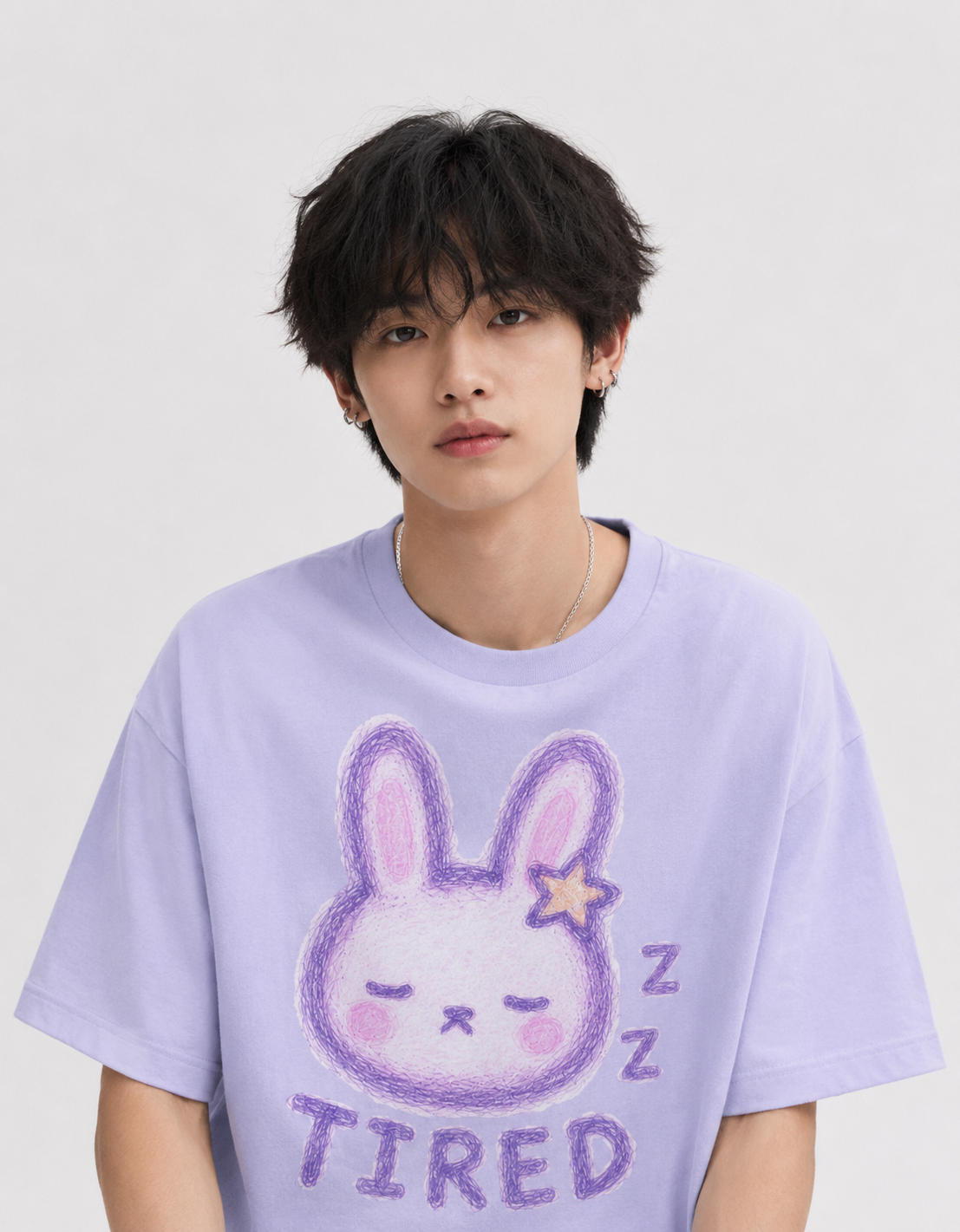 Aesthetic Tired Bunny Unisex Oversized T-Shirt - Image 3