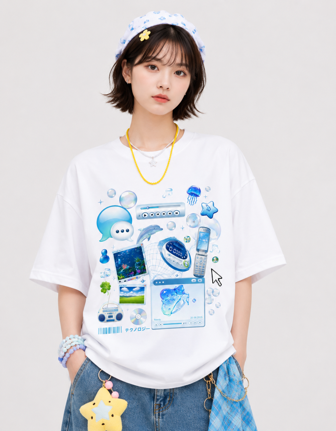 Unisex Frutiger Aero Oversized Graphic T Shirt