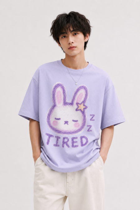 Aesthetic Tired Bunny Unisex Oversized T-Shirt