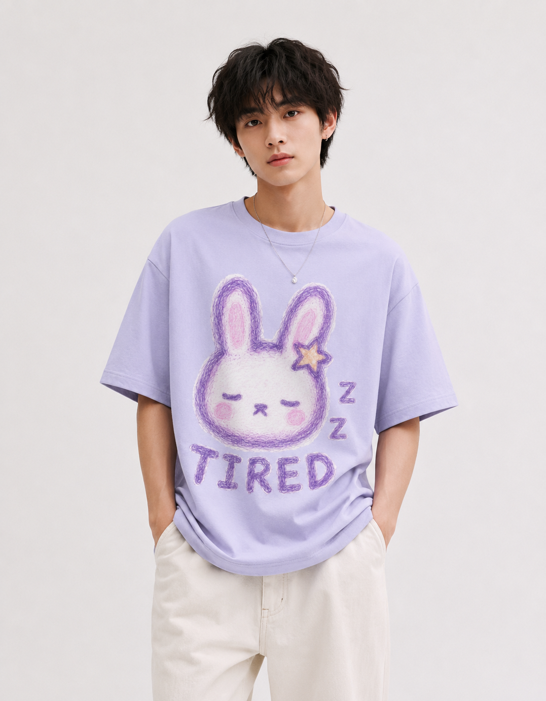 Aesthetic Tired Bunny Unisex Oversized T-Shirt