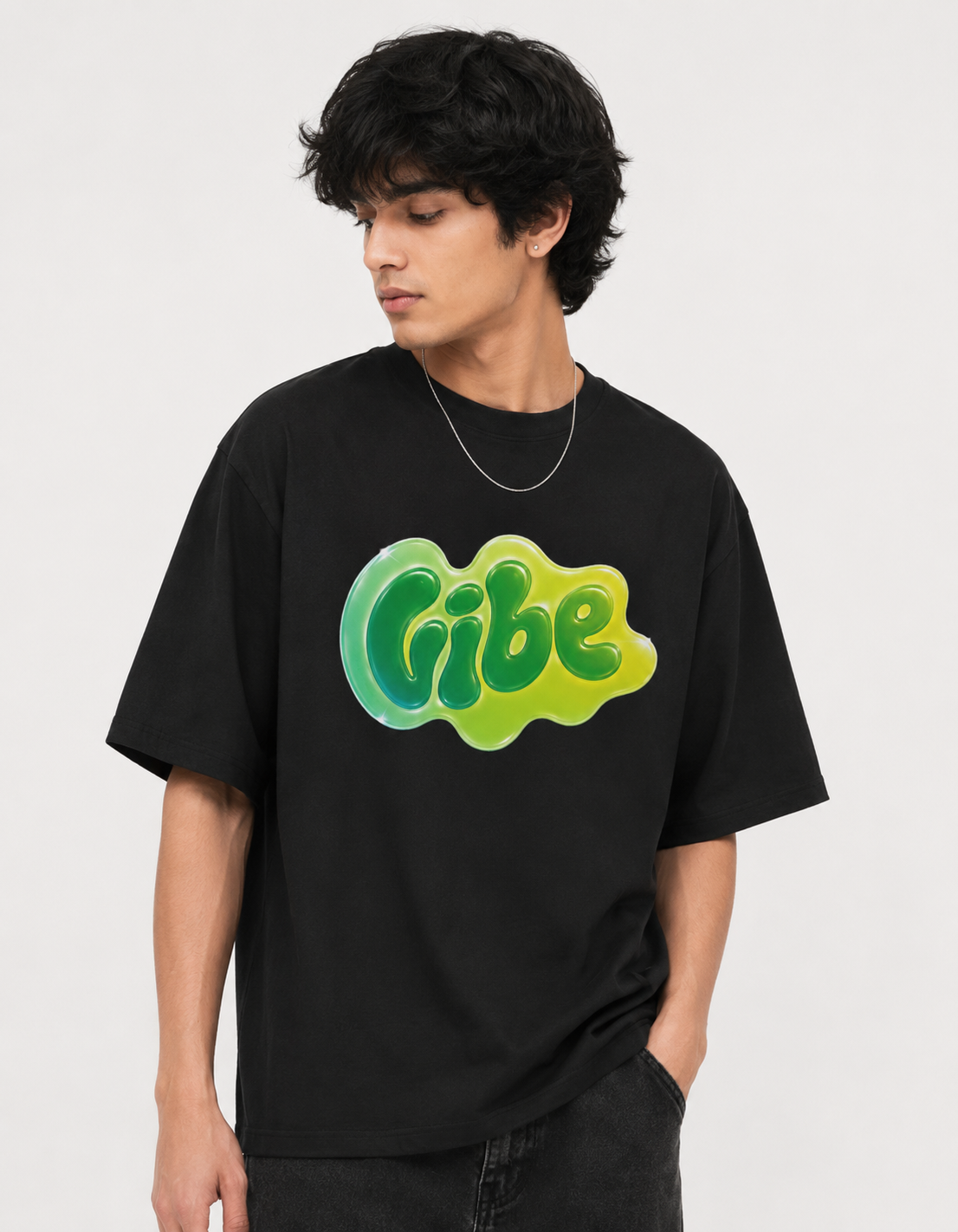 Unisex Frutiger Aero Vibe Text Oversized T Shirt - Image 3
