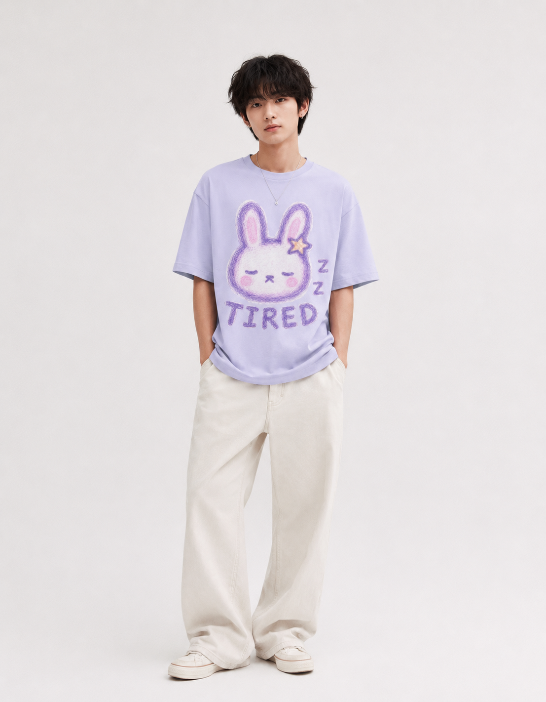 Aesthetic Tired Bunny Unisex Oversized T-Shirt - Image 4