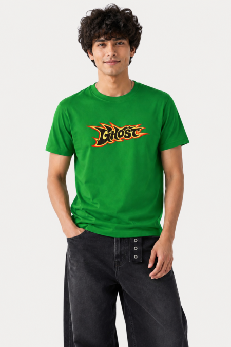 Crew Neck Y2K Style Retro Flame Ghost T-Shirt