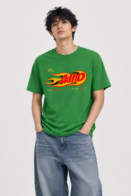 Retro Y2K Style ADHD Crew Neck T-Shirt