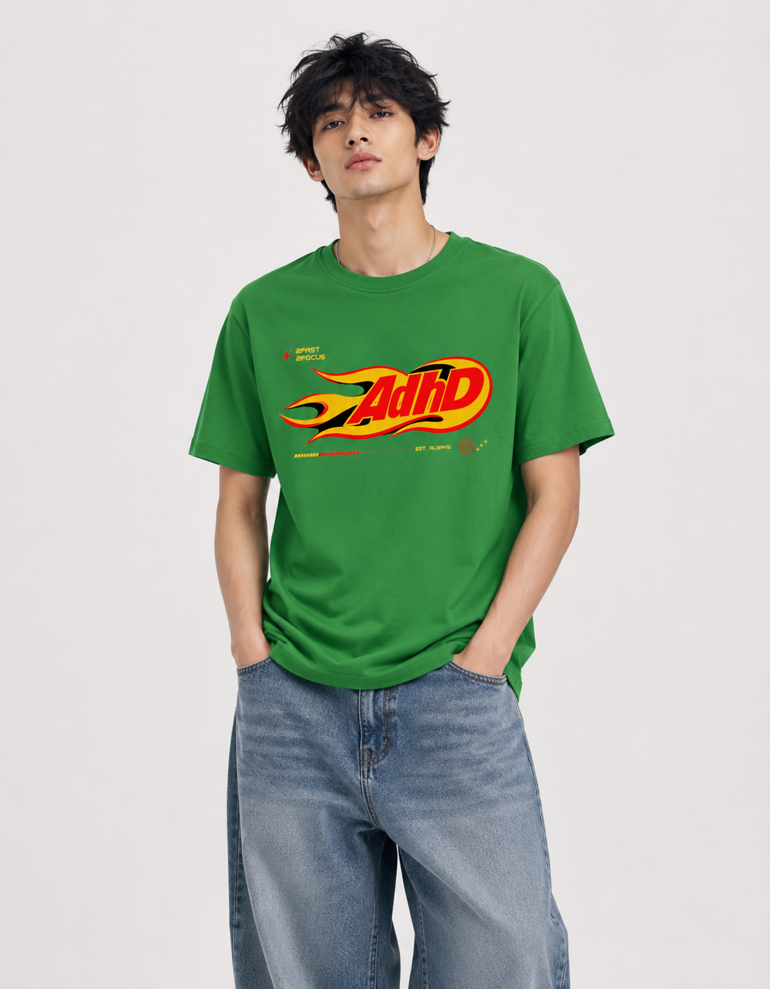 Retro Y2K Style ADHD Crew Neck T-Shirt