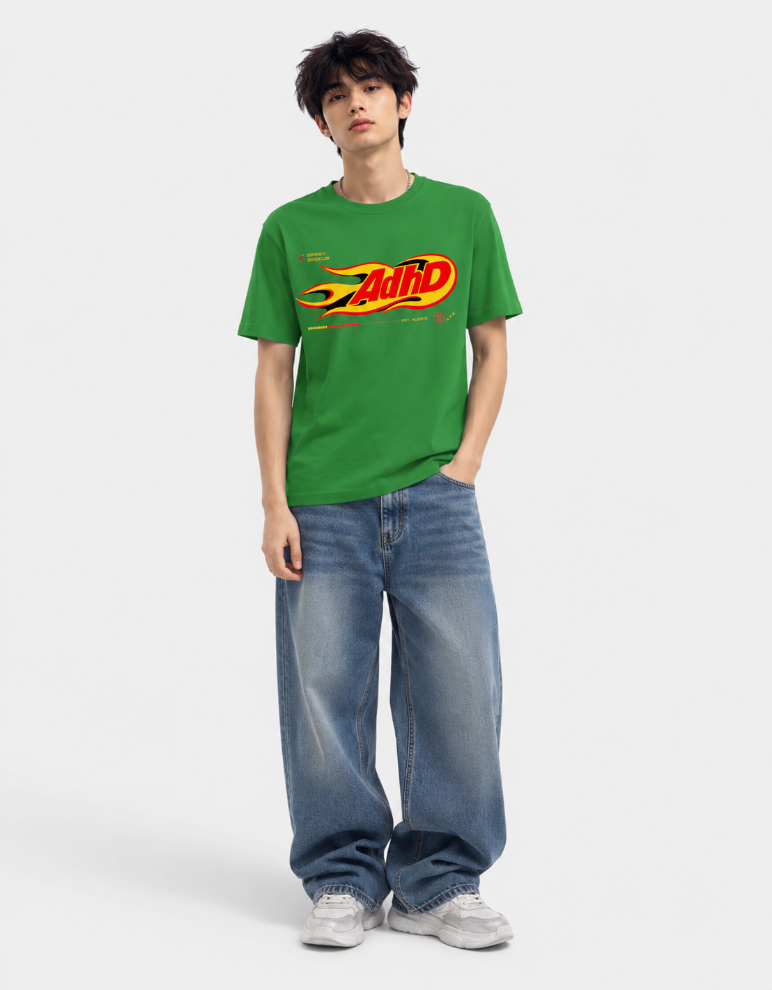 Retro Y2K Style ADHD Crew Neck T-Shirt - Image 4