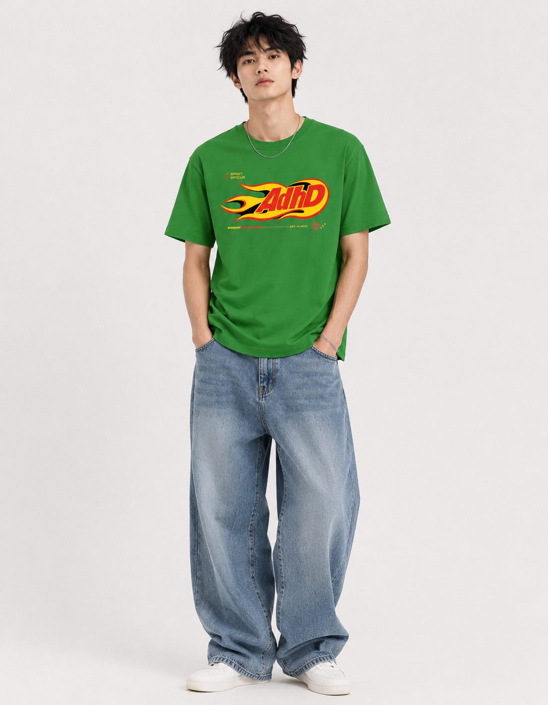 Retro Y2K Style ADHD Crew Neck T-Shirt - Image 3