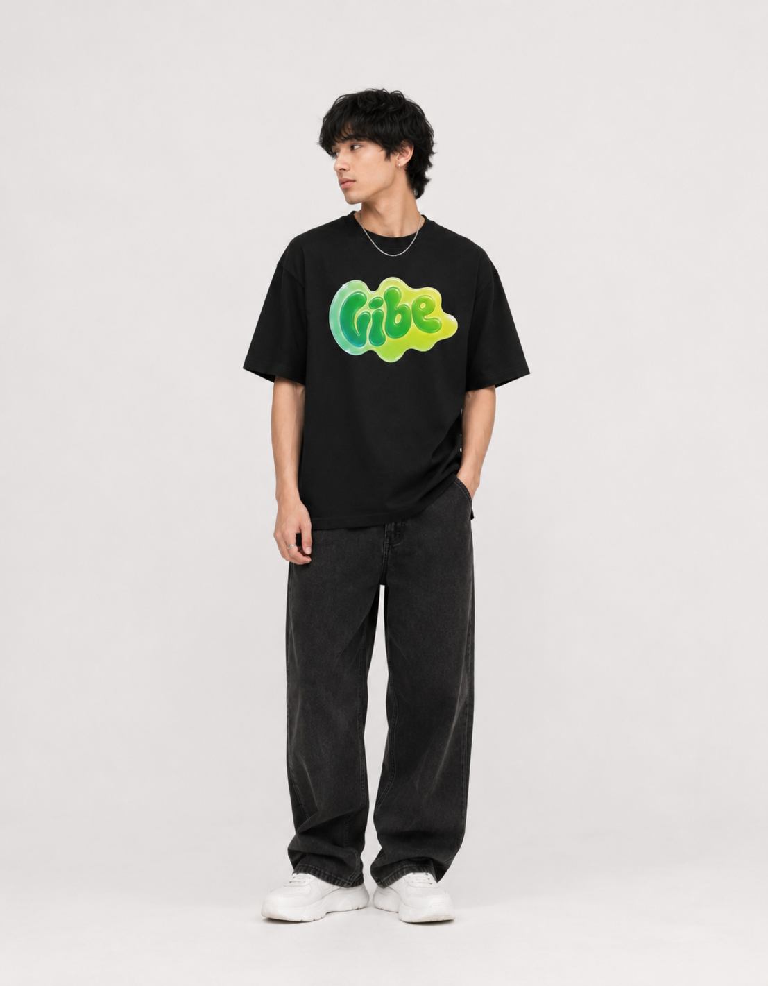 Unisex Frutiger Aero Vibe Text Oversized T Shirt - Image 4