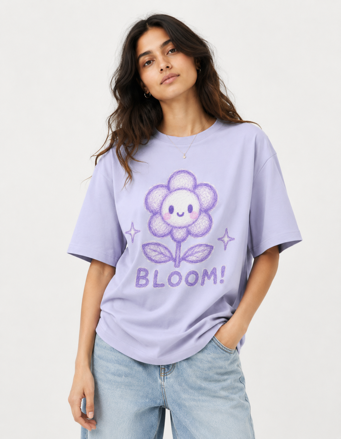 Bloom Sketch Artstyle Oversized Unisex T-Shirt - Image 3