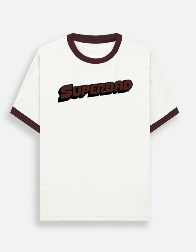 Superbad Maroon Ringer T Shirt Unisex - Image 2