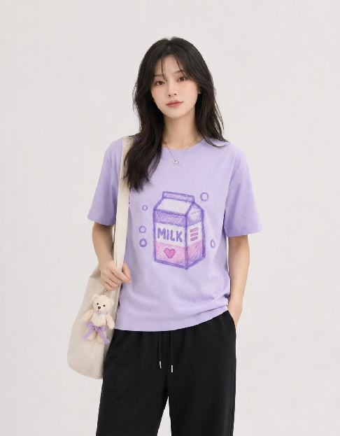 Milk Kawaii Sketch Unisex Oversized T-Shirt - Image 3