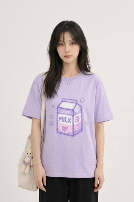 Milk Kawaii Sketch Unisex Oversized T-Shirt