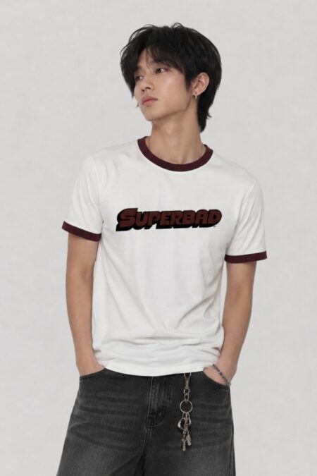Superbad Maroon Ringer T Shirt Unisex