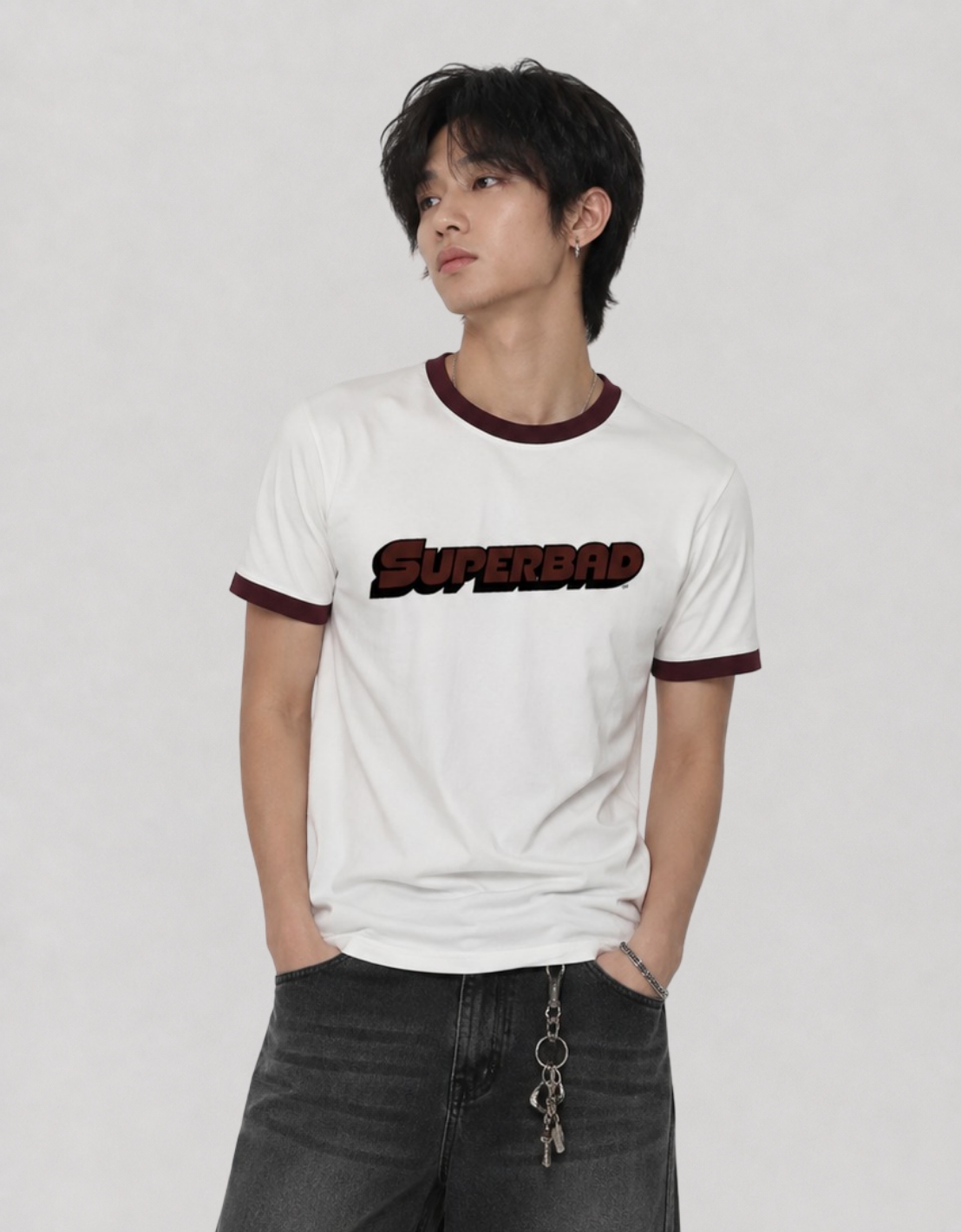 Superbad Maroon Ringer T Shirt Unisex