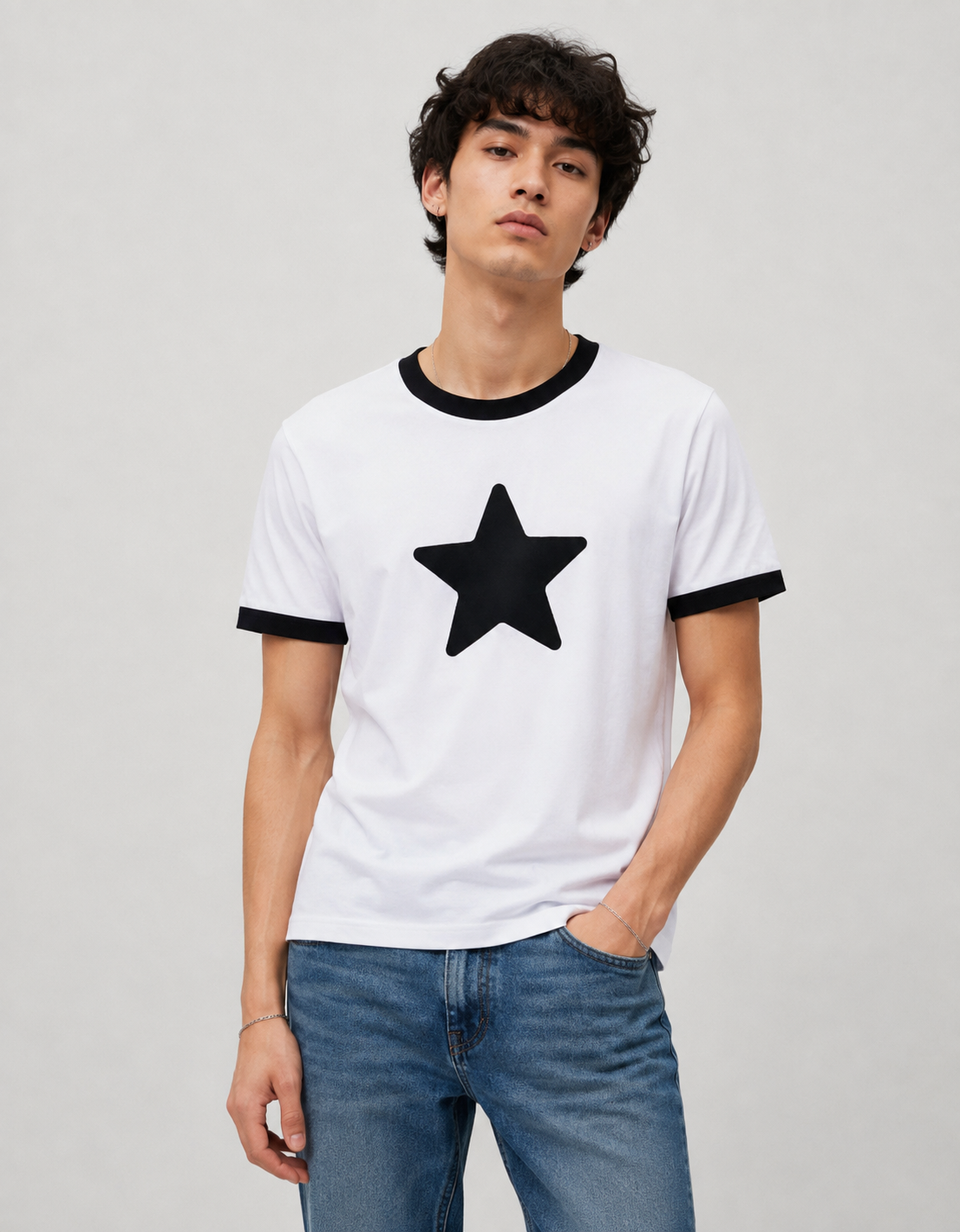 Black, Mustard, Maroon Star Ringer T Shirt Unisex - Image 4