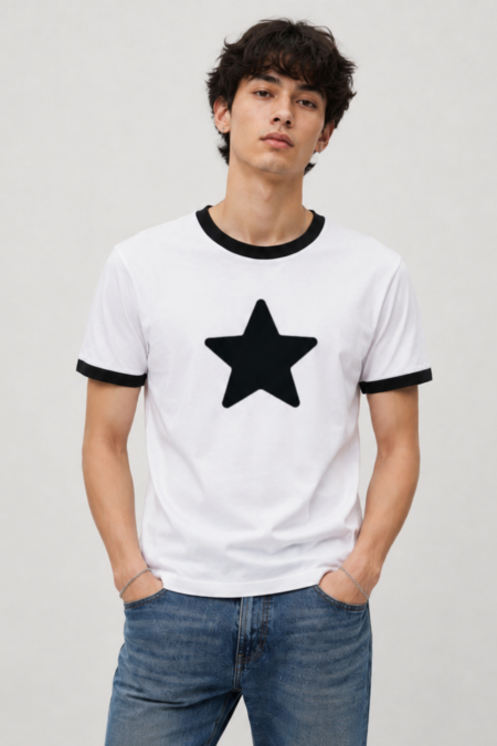 Black, Mustard, Maroon Star Ringer T Shirt Unisex