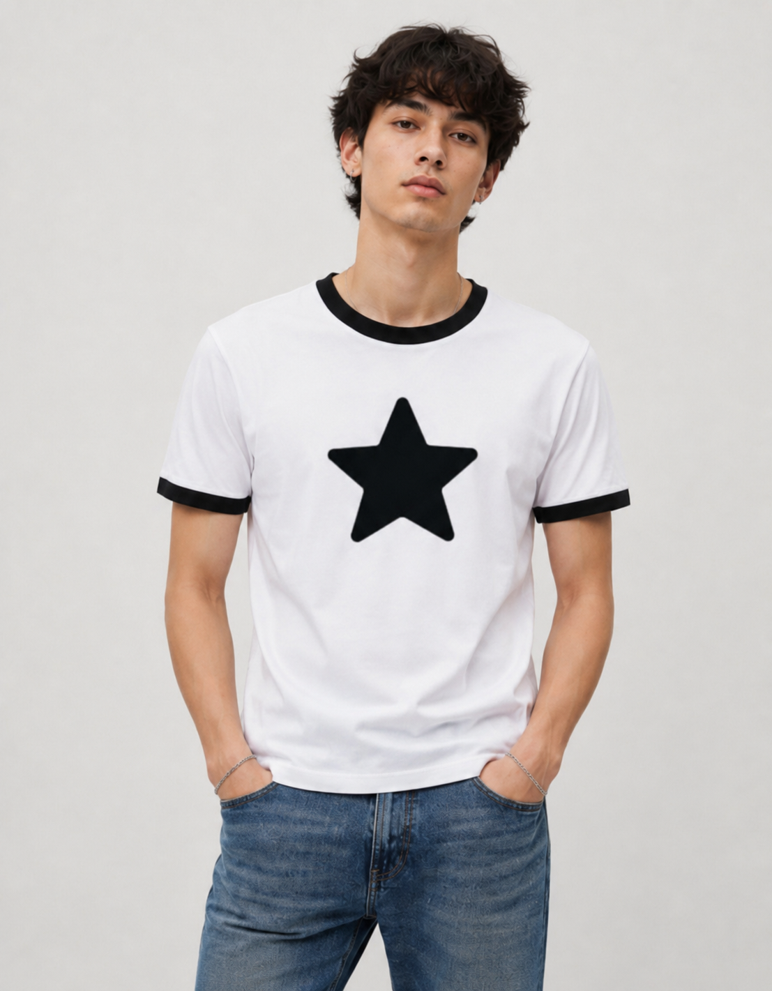 Black, Mustard, Maroon Star Ringer T Shirt Unisex