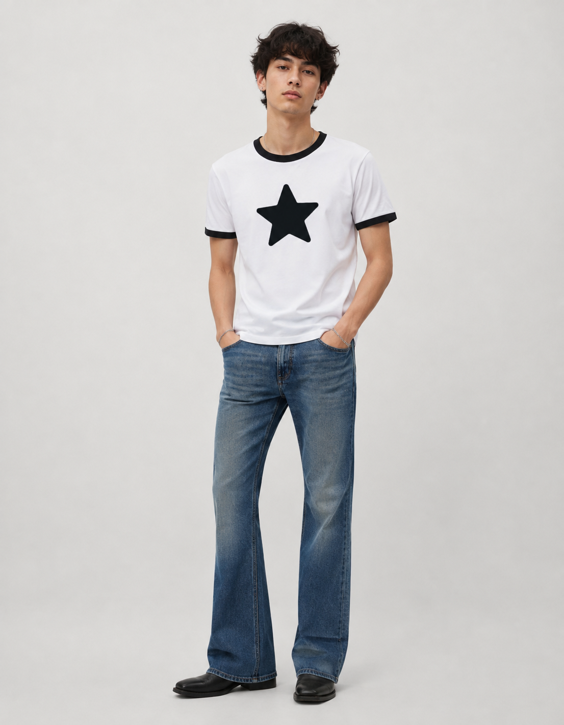 Black, Mustard, Maroon Star Ringer T Shirt Unisex - Image 3